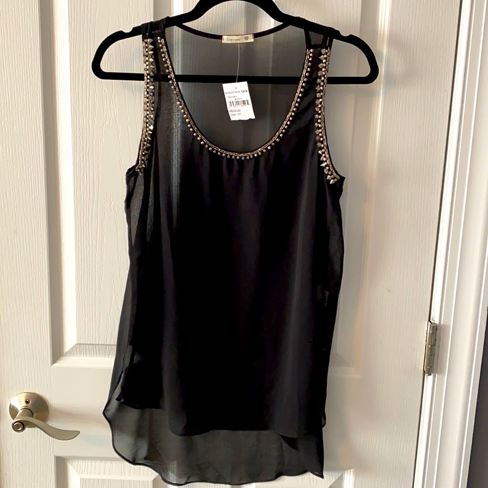 NWT Sheer black tank top